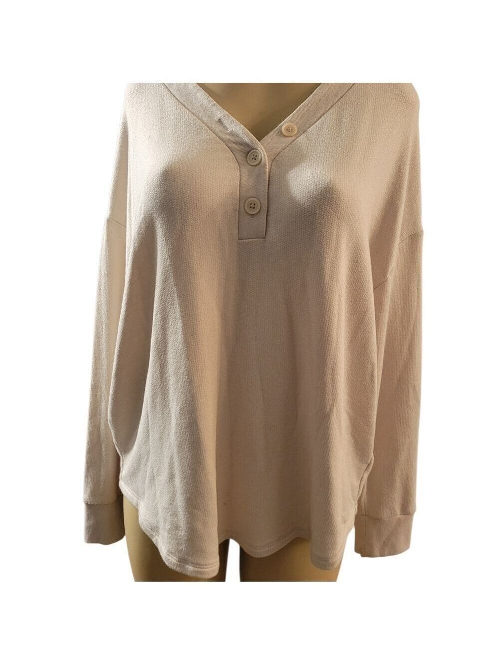 GAP Women’s Cream Oversized Henley Long-Sleeve Top Small